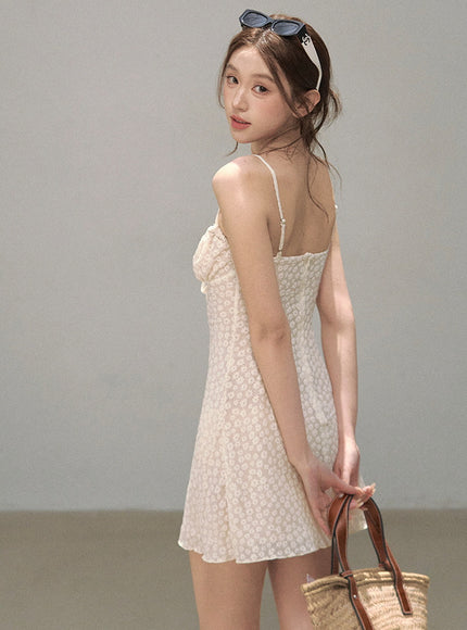 Daisy Ribbon Summer Petal Dress - Ivory