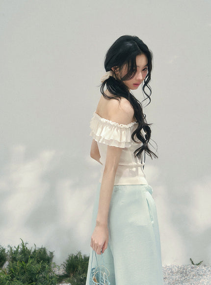 Blush Off-Shoulder Petal Frill Top