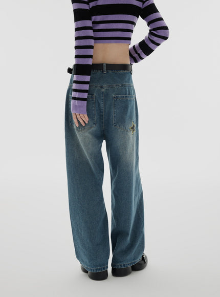 Star Patch Wide Jeans