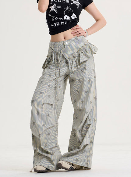 Vintage Star Stripe Loose Pants