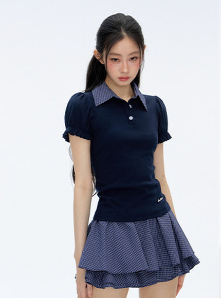 Navy Picnic Mini Skirt