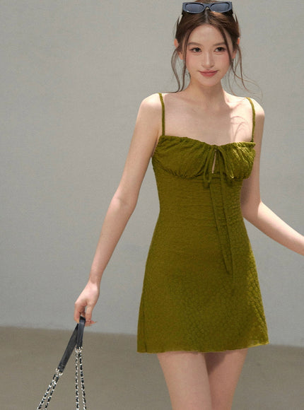 Daisy Ribbon Summer Petal Dress - Green