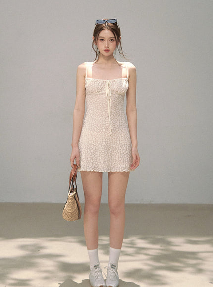 Daisy Ribbon Summer Petal Dress - Ivory