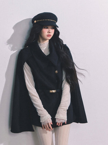 Noir Tailored Cape Coat