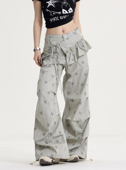 Vintage Star Stripe Loose Pants