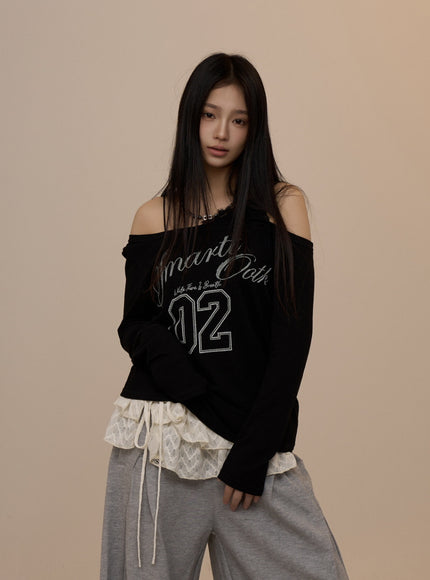 Manhattan 02 Off-Shoulder Tee - Black