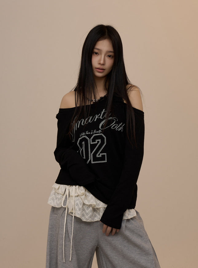 Manhattan 02 Off-Shoulder Tee - Black