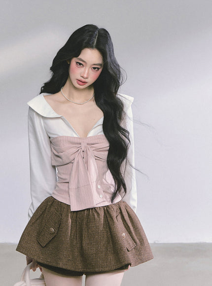 Bow Silhouette Blouse - Pink
