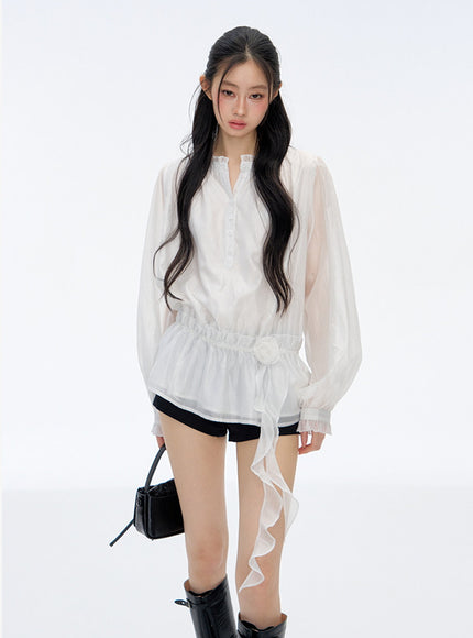 Lumi Sheer Velia Soft Blouse - White
