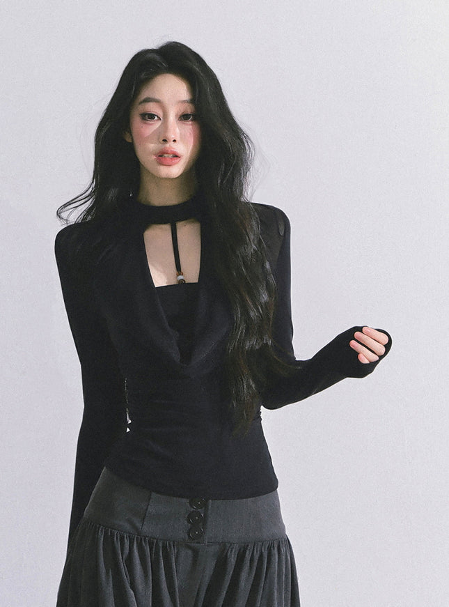 Whisper Drape Top - Black