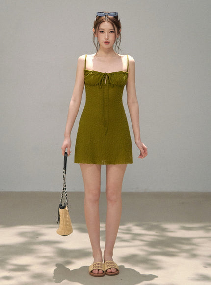 Daisy Ribbon Summer Petal Dress - Green