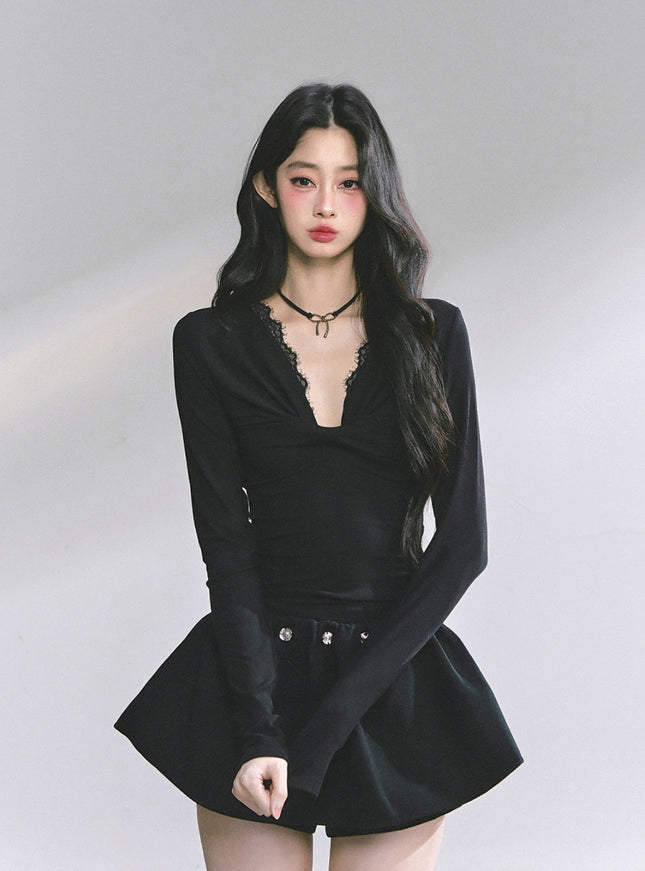 Luna Satin Top - Black