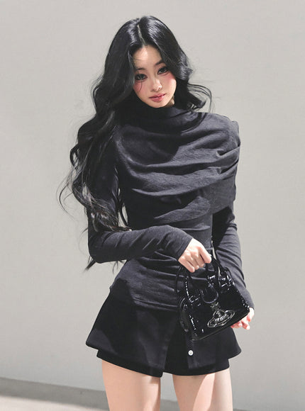 Sculpted Silhouette High-Neck Top