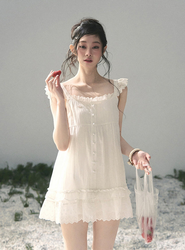 Milk Lace Angel Mini Dress
