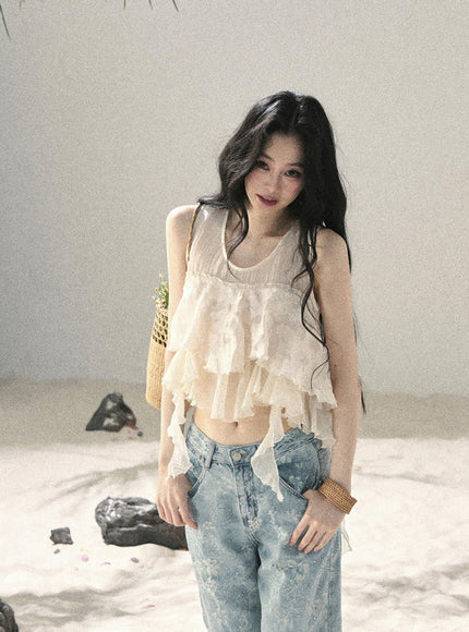Petal Sheer Frill Top