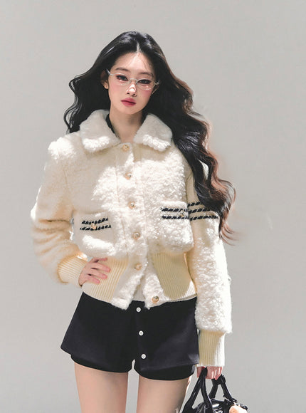 Bouclé Pearl Button Jacket