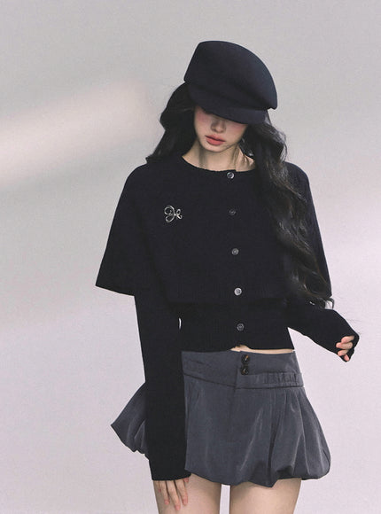 Parisienne Cape Cardigan - Black