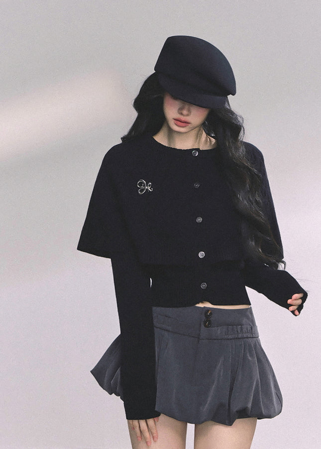 Parisienne Cape Cardigan - Black