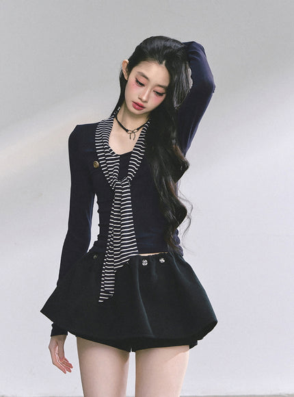 Marine Line Slim Top - Navy