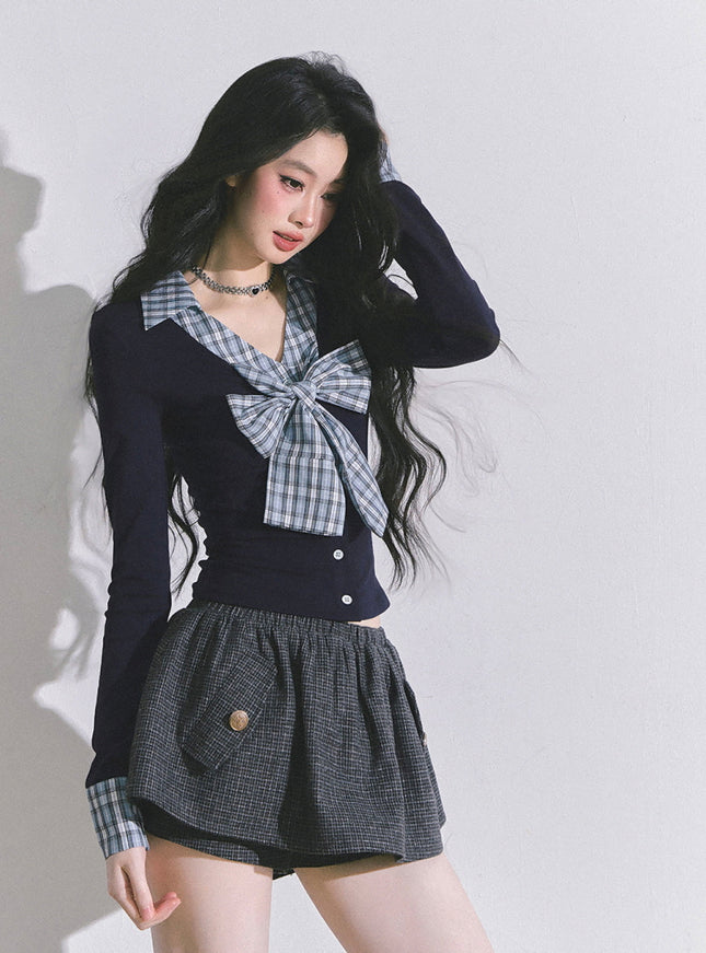 Check Blueberry Bow Top