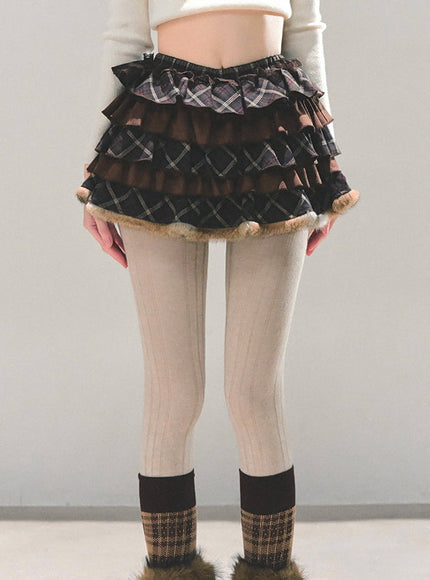 Vintage Check Ruffle Skirt