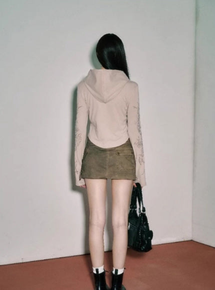 Olive Cargo Mini Skirt