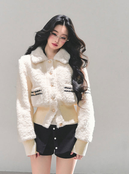 Bouclé Pearl Button Jacket