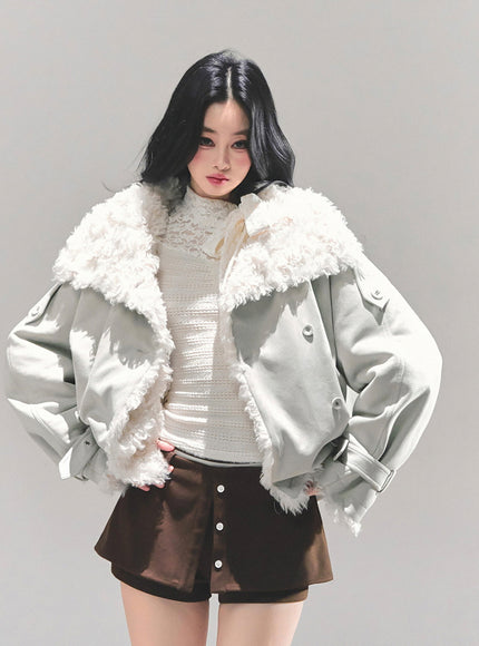 Winter Cloud Shearling Jacket - Light Blue