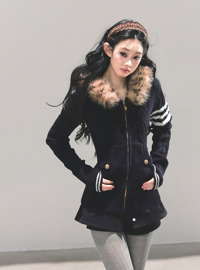 Faux Fur Academy Jacket - Black