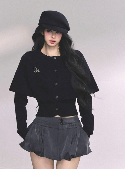 Parisienne Cape Cardigan - Black