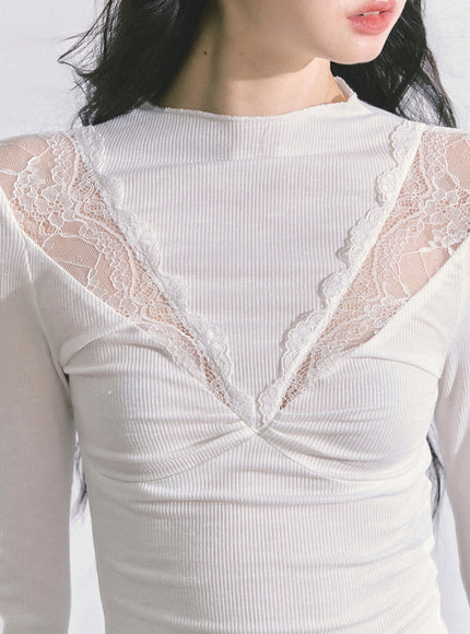 Bloom Lace V-Drape Top - White