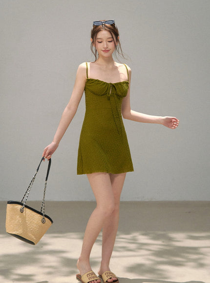 Daisy Ribbon Summer Petal Dress - Green