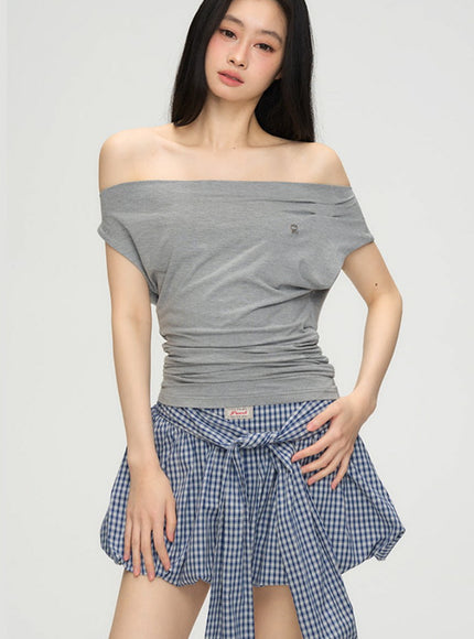 Layered Blue Check Mini Skirt