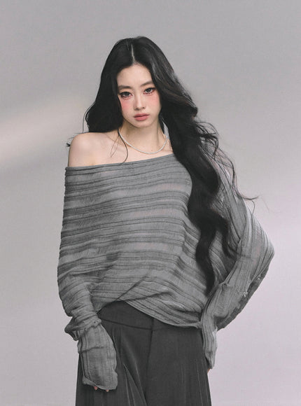 Poetic Flow Knit Top - Gray