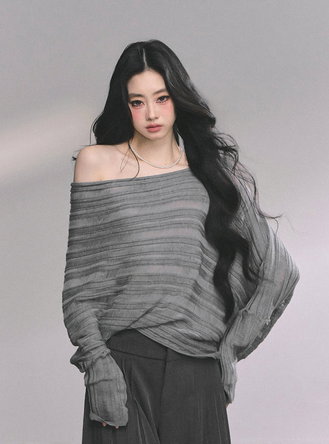 Poetic Flow Knit Top - Gray