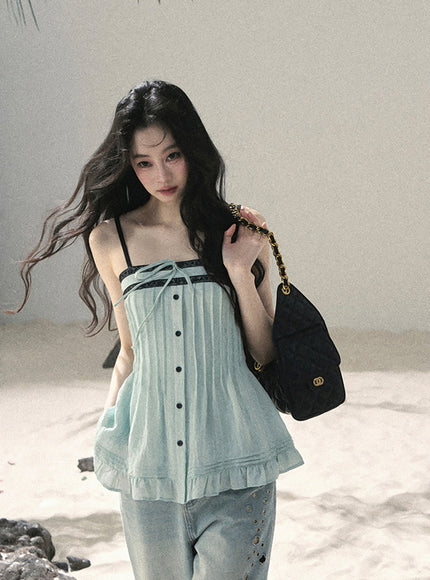 Aqua Lace Corset Top
