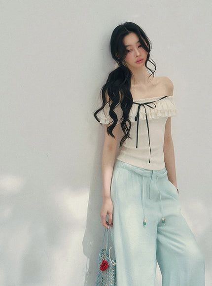 Blush Off-Shoulder Petal Frill Top