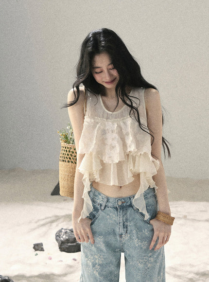 Petal Sheer Frill Top