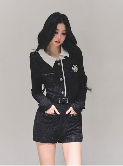 Classic Tweed Belted Jumpsuit