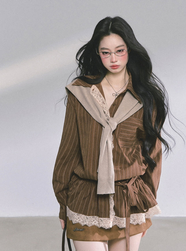 Autumn Layer Shawl Set - Brown