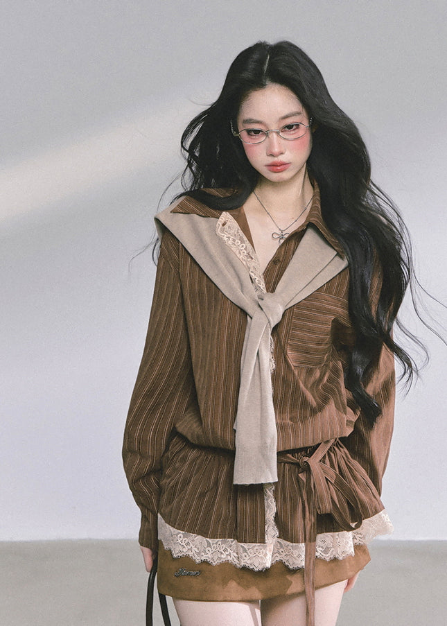 Autumn Layer Shawl Set - Brown