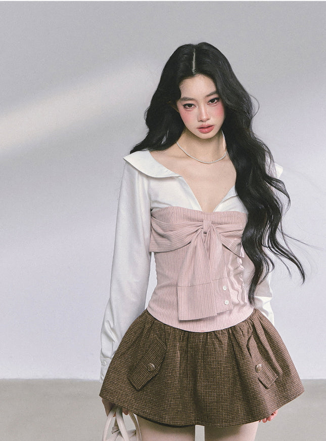 Bow Silhouette Blouse - Pink