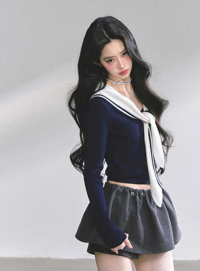 Sweet Class Top - Navy