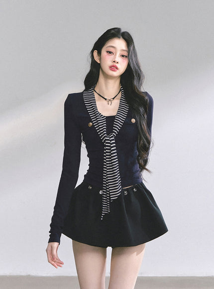 Marine Line Slim Top - Navy