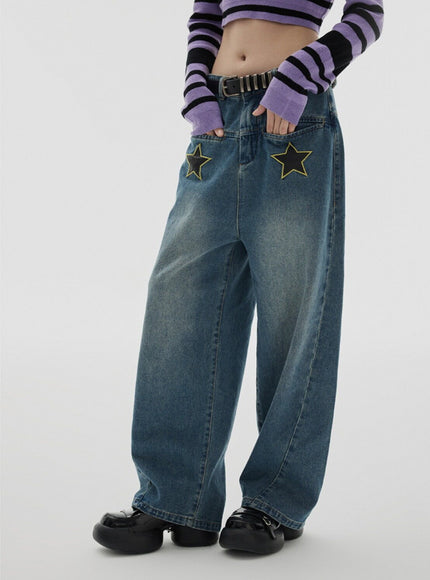 Star Patch Wide Jeans