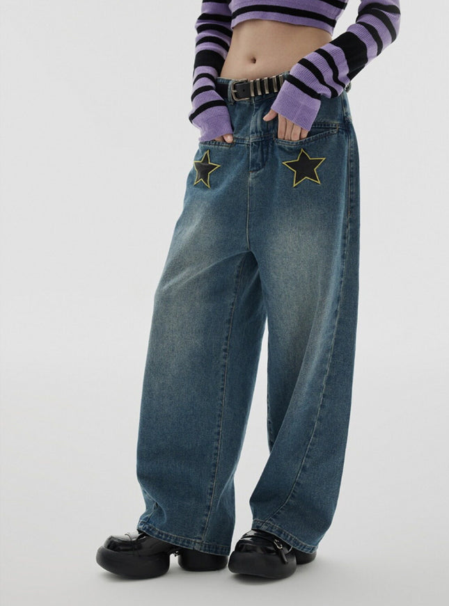 Star Patch Wide Jeans
