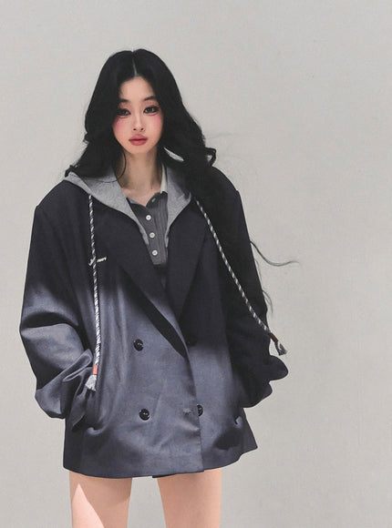 Urban Hooded Oversize Blazer - Gray