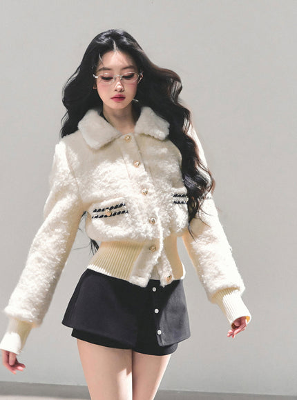 Bouclé Pearl Button Jacket