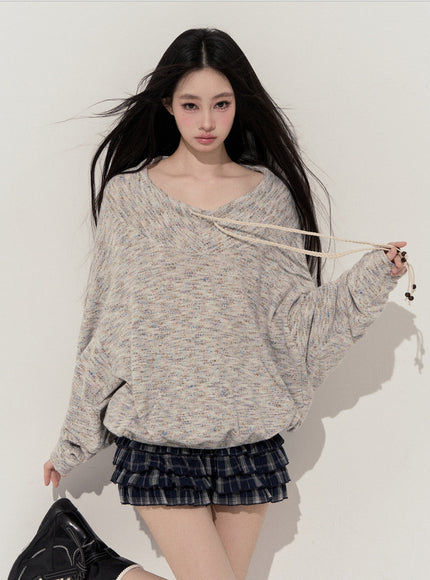 Melange String Knit Top