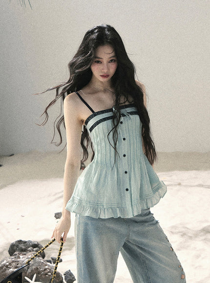 Aqua Lace Corset Top